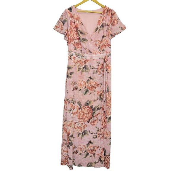 Urban Girl Women Floral Chiffon Babydoll Maxi Dress Size 1X Pink Sheer Fairy Y2K - Picture 1 of 13